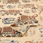 Made in India Cotton Kalamkari Printed Fabric - Elephant - nomura tailor