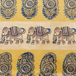 Made in India Cotton Kalamkari Printed Fabric - Elephant - nomura tailor