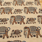 Made in India Cotton Kalamkari Printed Fabric - Elephant - nomura tailor