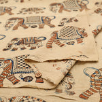 Made in India Cotton Kalamkari Printed Fabric - Elephant - nomura tailor