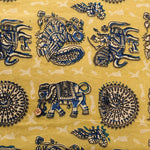 Made in India Cotton Kalamkari Printed Fabric -  Bird and Elephant - nomura tailor