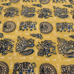 Made in India Cotton Kalamkari Printed Fabric -  Bird and Elephant - nomura tailor