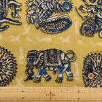Made in India Cotton Kalamkari Printed Fabric -  Bird and Elephant - nomura tailor