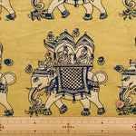 Made in India Cotton Kalamkari Printed Fabric - Elephant - nomura tailor