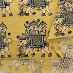 Made in India Cotton Kalamkari Printed Fabric - Elephant - nomura tailor