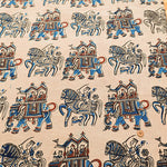 Made in India Cotton Kalamkari Printed Fabric - Elephant - nomura tailor