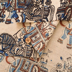 Made in India Cotton Kalamkari Printed Fabric - Elephant - nomura tailor