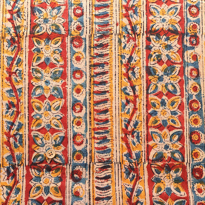 Made in India Cotton Kalamkari Printed Fabric -  Calico Stripe - nomura tailor