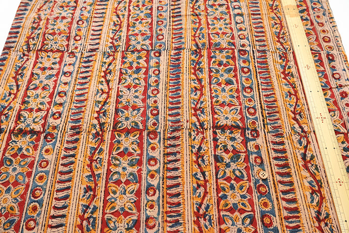 Made in India Cotton Kalamkari Printed Fabric -  Calico Stripe - nomura tailor
