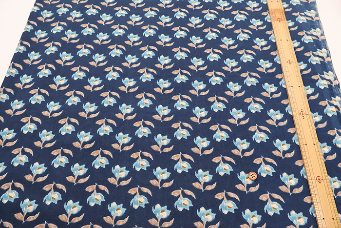Made in India Cotton Ethnic Blue Print Fabric - nomura tailor