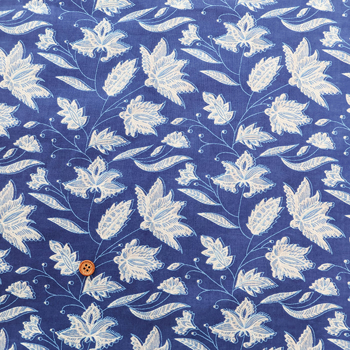 Made in India Cotton Ethnic Blue Print Fabric - nomura tailor