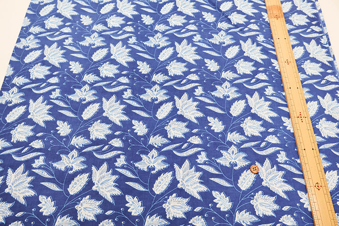 Made in India Cotton Ethnic Blue Print Fabric - nomura tailor
