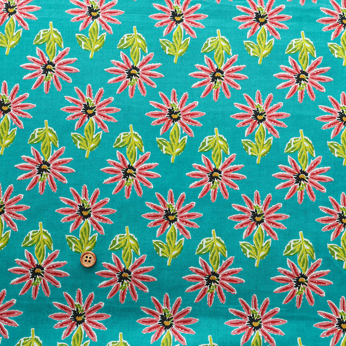 Made in India Cotton Ethnic Blue Print Fabric - nomura tailor