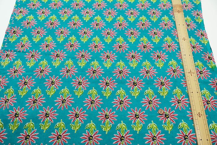 Made in India Cotton Ethnic Blue Print Fabric - nomura tailor