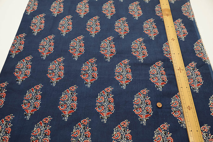 Made in India Cotton Ethnic Blue Print Fabric - nomura tailor