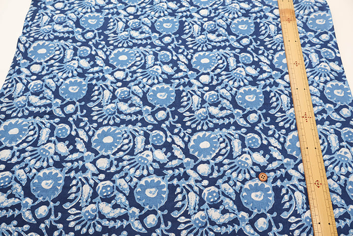 Made in India Cotton EthnicBlue Print Fabric - nomura tailor