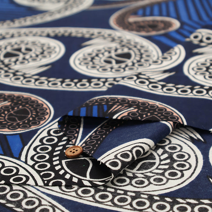 Made in India Cotton African Block Print Fabric - nomura tailor