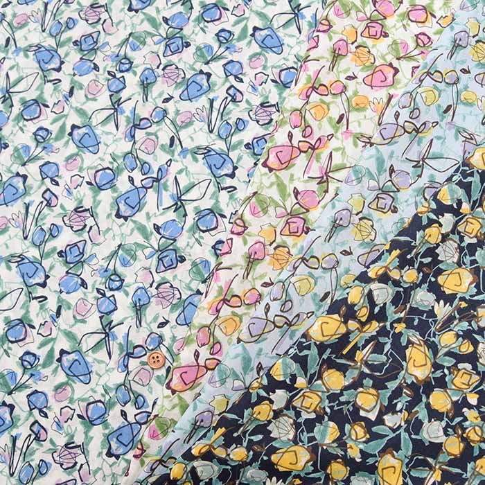 Cotton 60 Lawn Printed Fabric - Flower - nomura tailor