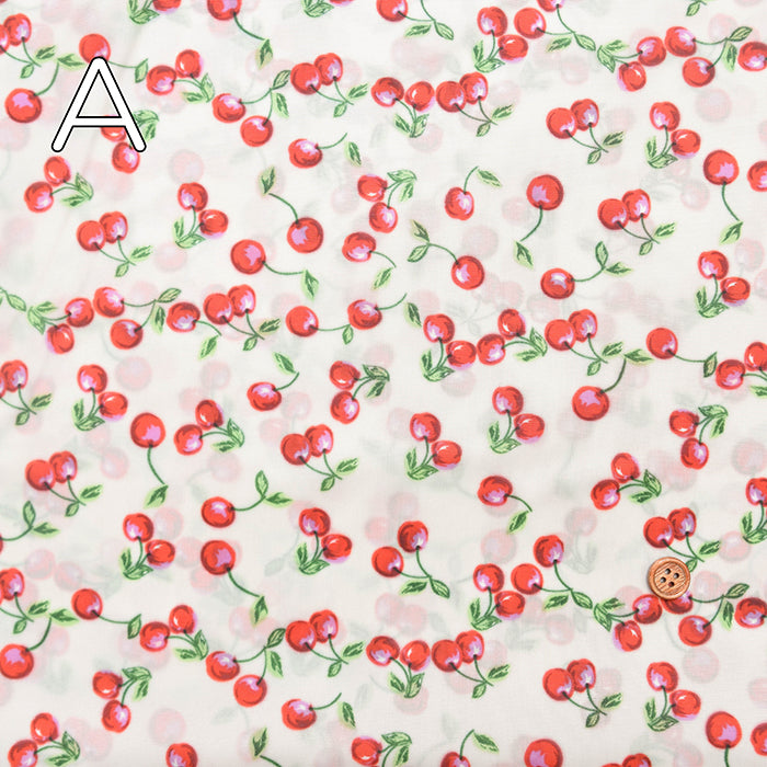 Water-Repellent 190-Denier Nylon Taffeta Printed Fabric - Cherry - nomura tailor