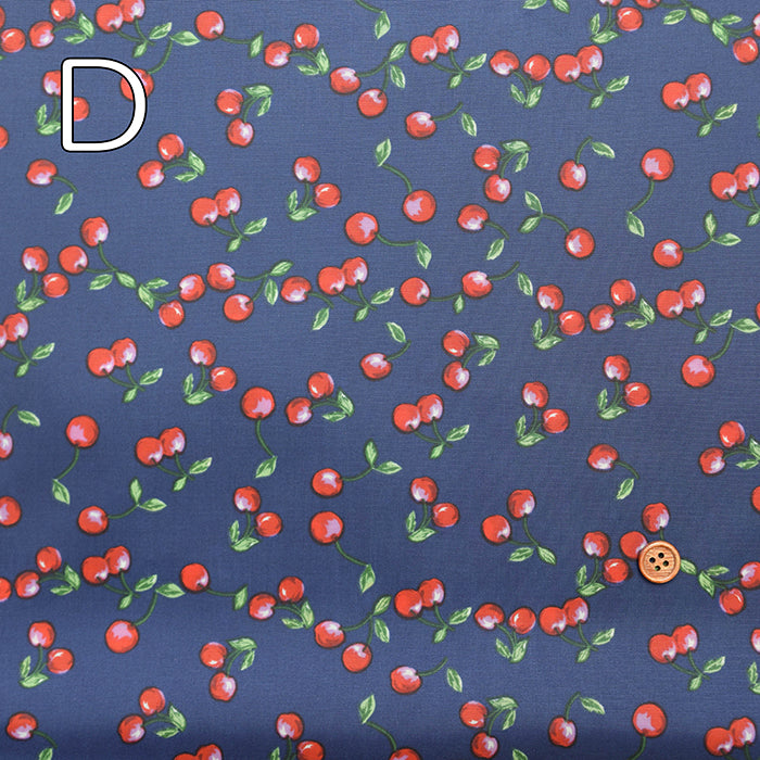 Water-Repellent 190-Denier Nylon Taffeta Printed Fabric - Cherry - nomura tailor