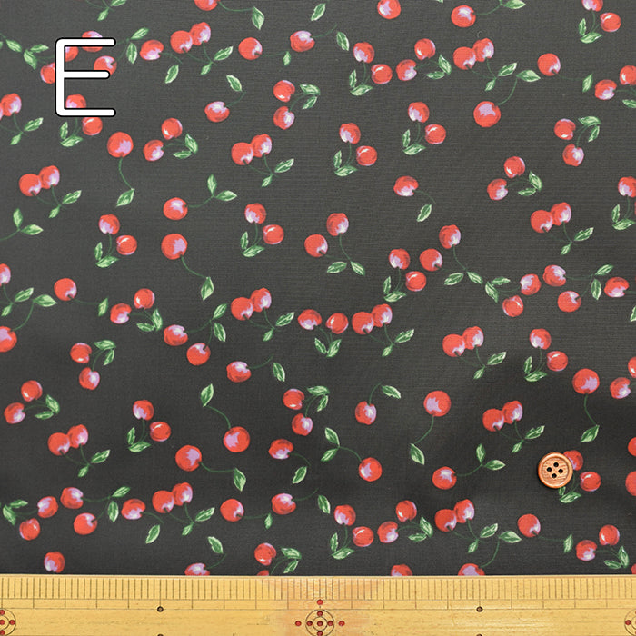 Water-Repellent 190-Denier Nylon Taffeta Printed Fabric - Cherry - nomura tailor