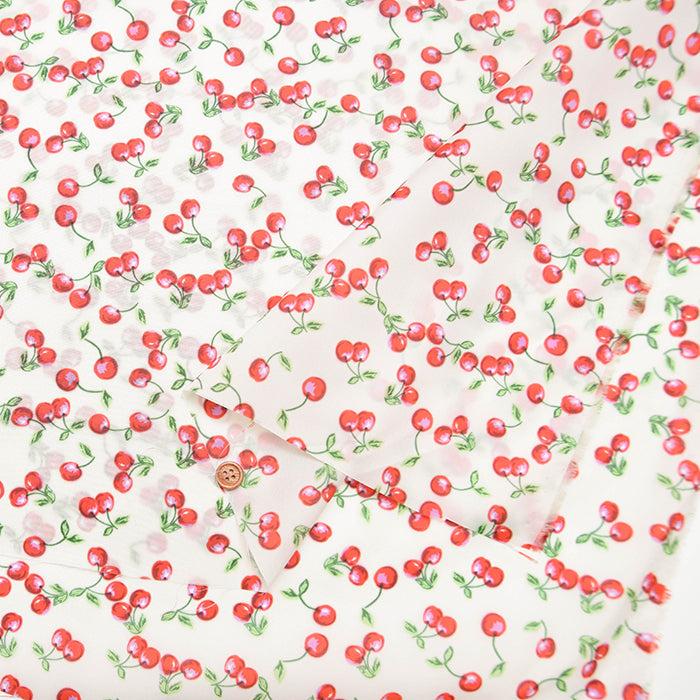 Water-Repellent 190-Denier Nylon Taffeta Printed Fabric - Cherry - nomura tailor