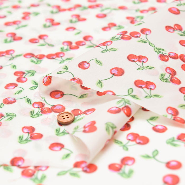 Water-Repellent 190-Denier Nylon Taffeta Printed Fabric - Cherry - nomura tailor