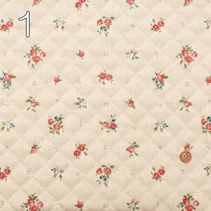 C/L Canvas Quilted Fabric (Full Needle) - Flower - nomura tailor