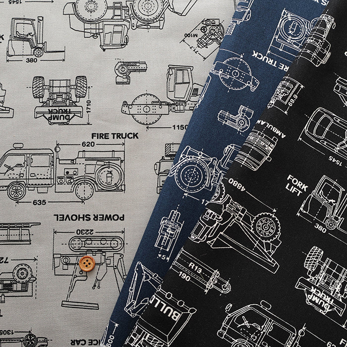 Cotton Oxford Fabric - Working Vehicles - nomura tailor