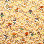 Cotton Scare Printed Fabric - Nuno-wari, Waves and Shiba Dog - nomura tailor