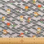 Cotton Scare Printed Fabric - Nuno-wari, Waves and Shiba Dog - nomura tailor