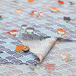 Cotton Scare Printed Fabric - Nuno-wari, Waves and Shiba Dog - nomura tailor