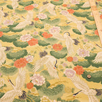Cotton Muslin Printed Fabric - Japanese Pattern, Vintage-style Crane - nomura tailor