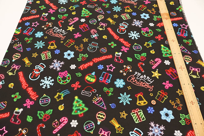 Made in China Cotton Muslin Inkjet-printed Fabric - Neon Christmas - nomura tailor