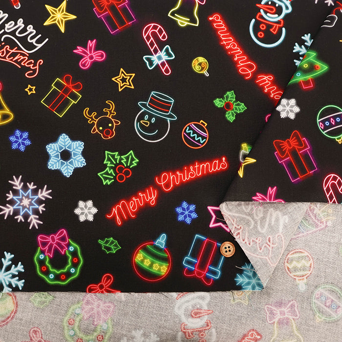 Made in China Cotton Muslin Inkjet-printed Fabric - Neon Christmas - nomura tailor
