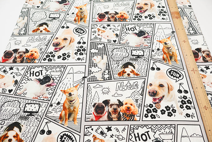 Made in China Cotton Muslin Inkjet-printed Fabric - Comic Dog - nomura tailor