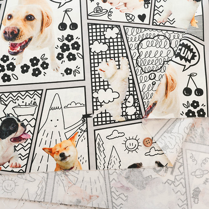 Made in China Cotton Muslin Inkjet-printed Fabric - Comic Dog - nomura tailor