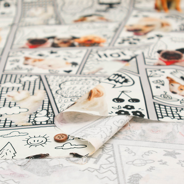 Made in China Cotton Muslin Inkjet-printed Fabric - Comic Dog - nomura tailor