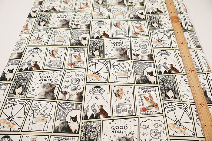 Made in China Cotton Muslin Inkjet-printed Fabric - Comic Cat - nomura tailor