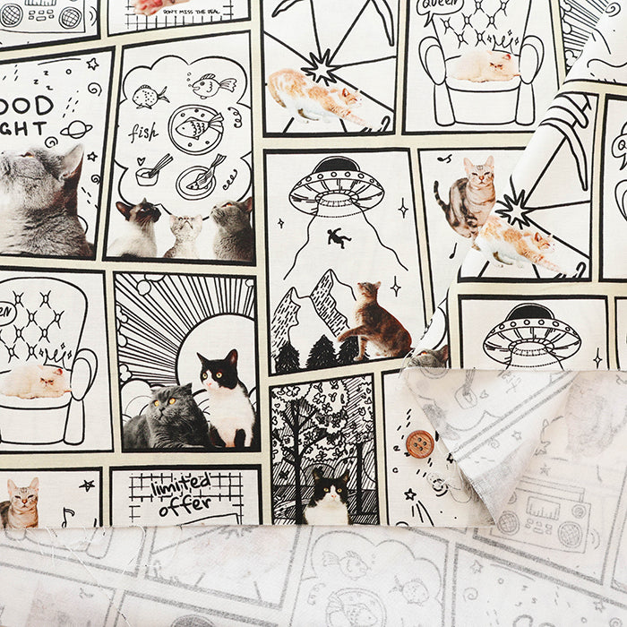 Made in China Cotton Muslin Inkjet-printed Fabric - Comic Cat - nomura tailor