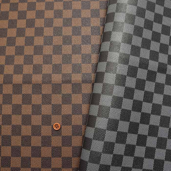 Fake leather type push print fabric Ichimatsu | nomura tailor