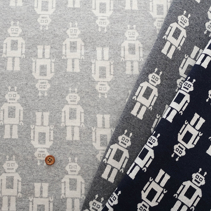 Cotton Knit Jacquard Fabric - Robot - nomura tailor