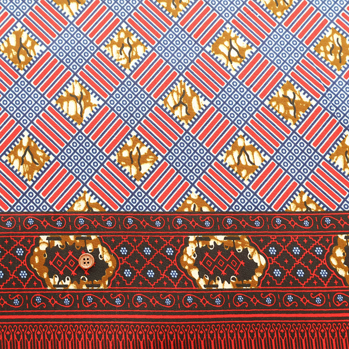 <<Pattern Sold>> Made in India Waxed T/C Print Fabric - African (1 Pattern: Approx. 105cm × 92cm) - nomura tailor