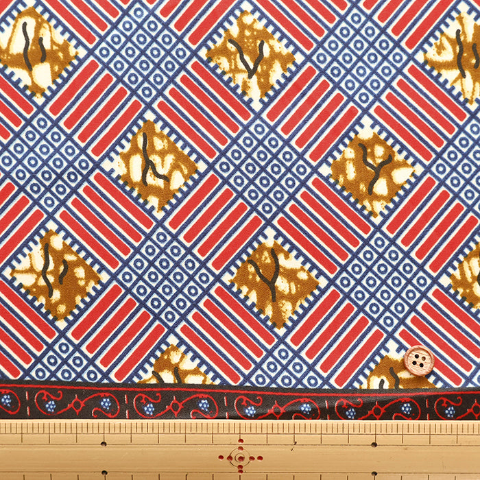 <<Pattern Sold>> Made in India Waxed T/C Print Fabric - African (1 Pattern: Approx. 105cm × 92cm) - nomura tailor