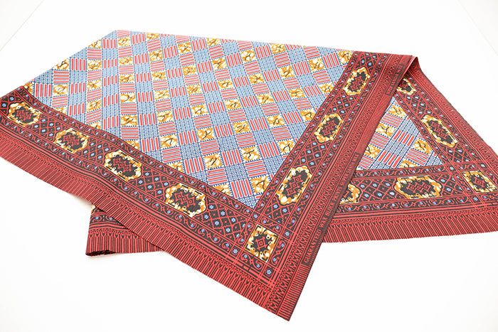 <<Pattern Sold>> Made in India Waxed T/C Print Fabric - African (1 Pattern: Approx. 105cm × 92cm) - nomura tailor