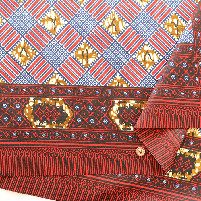 <<Pattern Sold>> Made in India Waxed T/C Print Fabric - African (1 Pattern: Approx. 105cm × 92cm) - nomura tailor