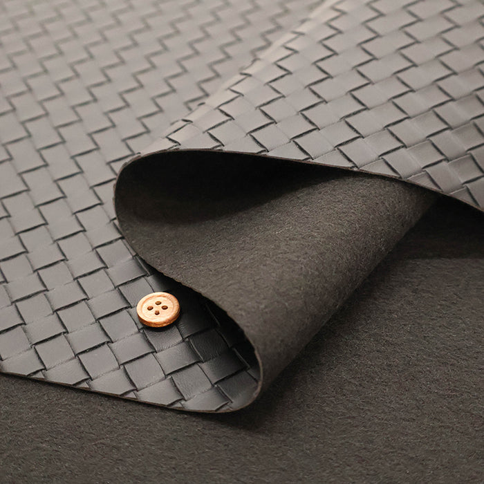 Embossed Faux Leather Fabric - Basket Pattern - nomura tailor