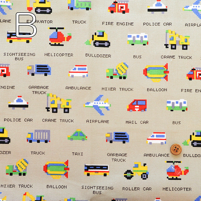 Cotton Oxford Fabric - Pixel Dot Vehicles - nomura tailor