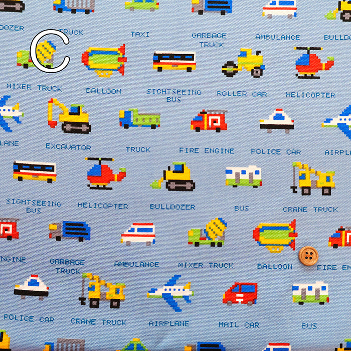 Cotton Oxford Fabric - Pixel Dot Vehicles - nomura tailor