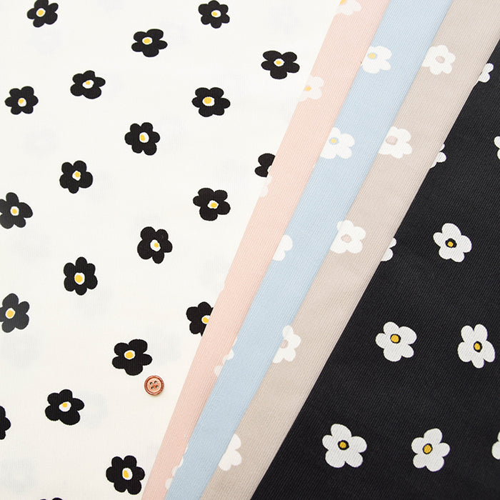 Cotton Shirt-Corduroy Printed Fabric - Flower - nomura tailor
